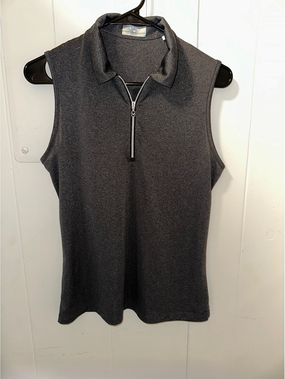 Callaway Women's Sleeveless Golf Polo Shirt with Half-Zip in Dark Gray, Size M